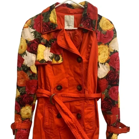 Anthropologie Elevenses Floral Trench Coat - Picture 2 of 14